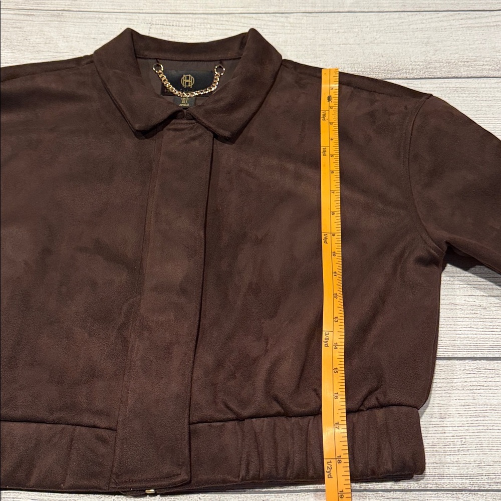 Women’s House of Harlow 1960 Cropped Faux Suede Jacket Size L brown - Picture 10 of 16